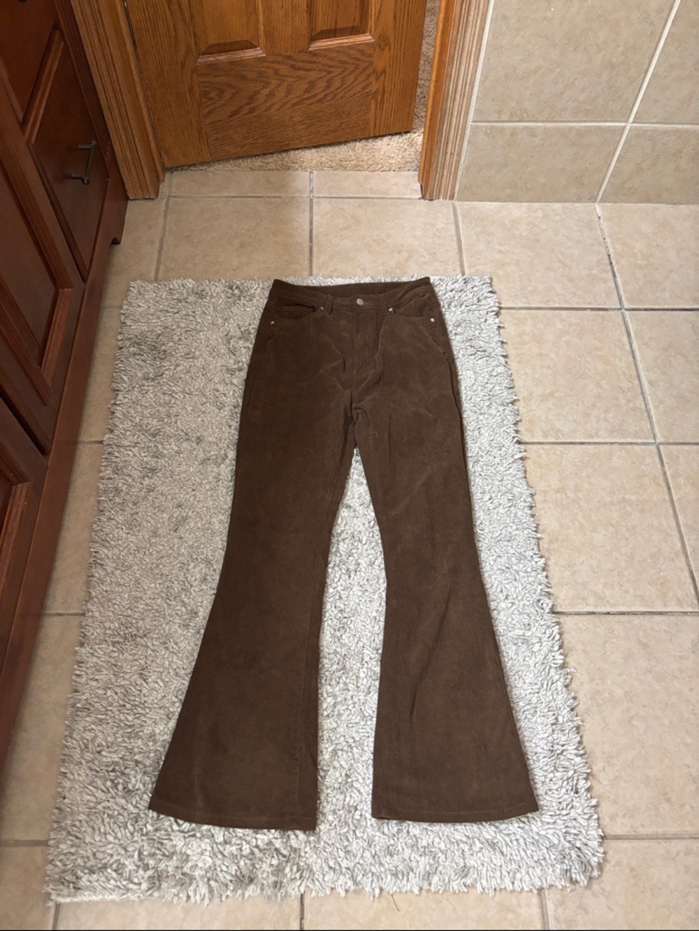 SHEIN Brown Corduroy Flare Jeans